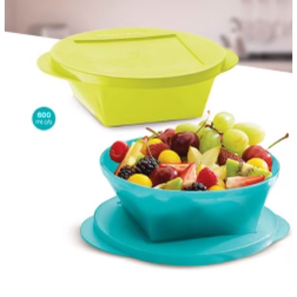 Tupperware  Microwave Reheatable Bowl Set of 2  Blue & Lemon Color - Picture 1 of 6
